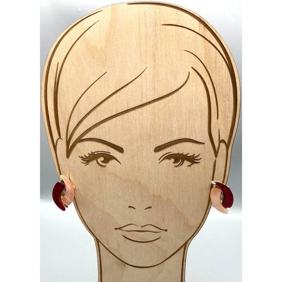 Vintage Shades of Pink Thermoset Lucite Earrings, Mid Century Glam, Silver Tone - Picture 3 of 5